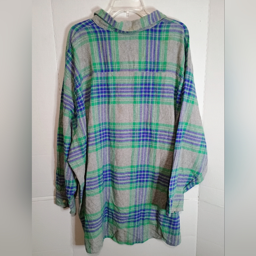 Old Navy Green and Blue Plaid Flannel Shirt Size 4X - Picture 2 of 5